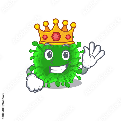 The Royal King of minunacovirus cartoon character design with crown