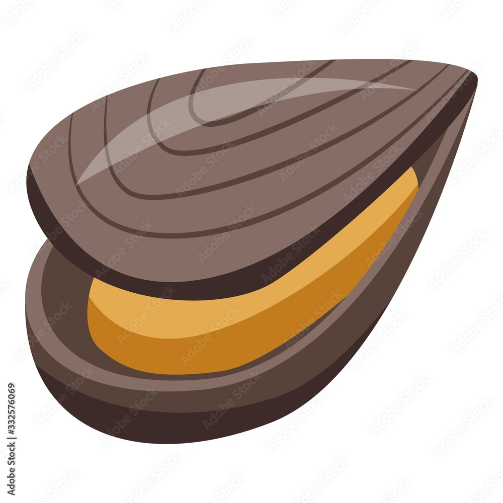Mollusk mussels icon. Isometric of mollusk mussels vector icon for web design isolated on white background Mollusk mussels icon. Isometric of mollusk mussels vector icon for web design isolated on white background