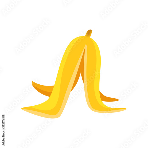 clip art a banana peel single isolated on white, illustration a banana peel yellow, icon ripe bananas peel simple fruit, cartoon banana for slip or slippery accident concept
