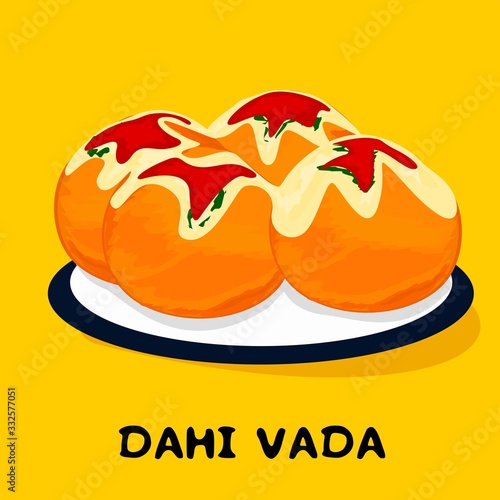 Dahi vada indian Street Food Vector