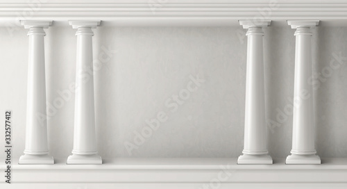 Ancient greek architecture with pillars. Vector realistic antique building wi...
