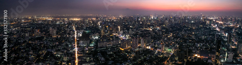 Bangkok Aerial view  above Ekkamai district in Thailand
