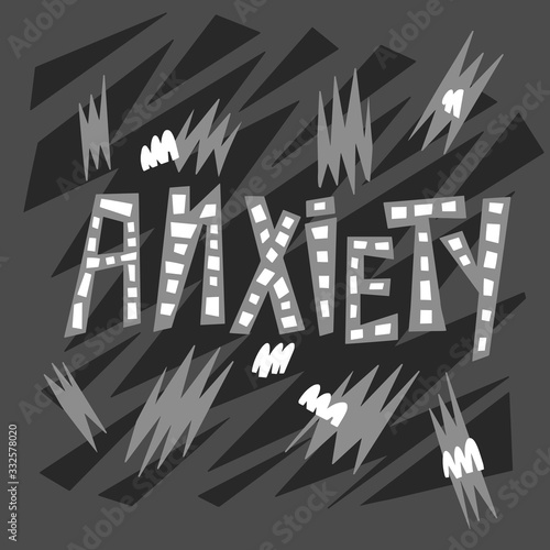 Anxiety hand drawn vector lettering. Psyhology medical handwhritten inscription. Panic attack concept. Banner, poster typography design. photo