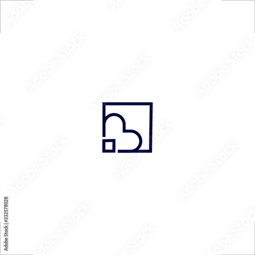 square logo heart B letter design