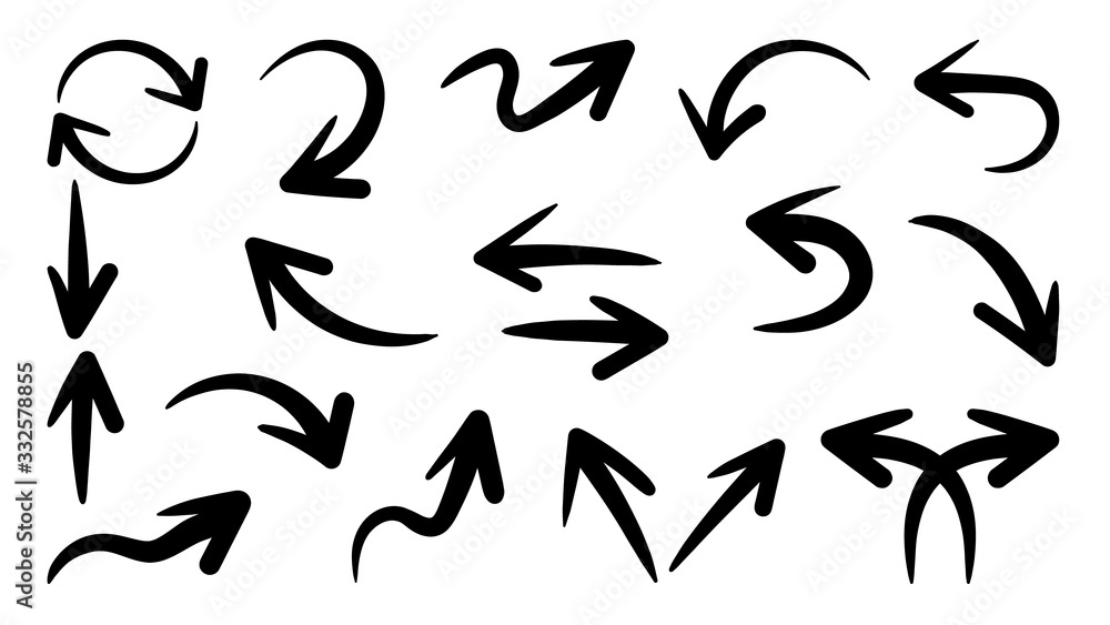 Hand drawn arrow vector icons set. sketch arrow design for business plan and education. Hand drawn arrow vector icons set. sketch arrow design for business plan and education.