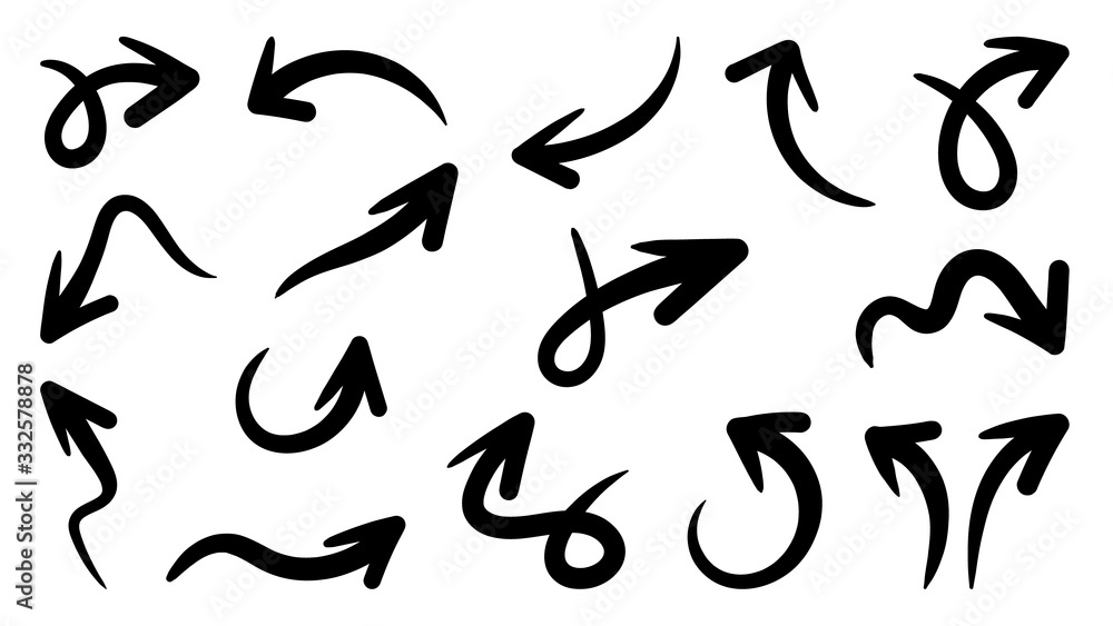 Hand drawn arrow vector icons set. sketch arrow design for business plan and education. Hand drawn arrow vector icons set. sketch arrow design for business plan and education.
