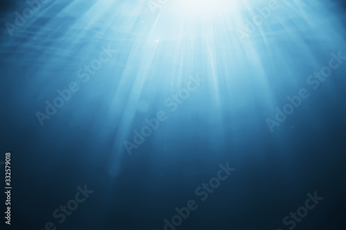 rays of light under water, abstract marine background nature landscape rays blurred © kichigin19