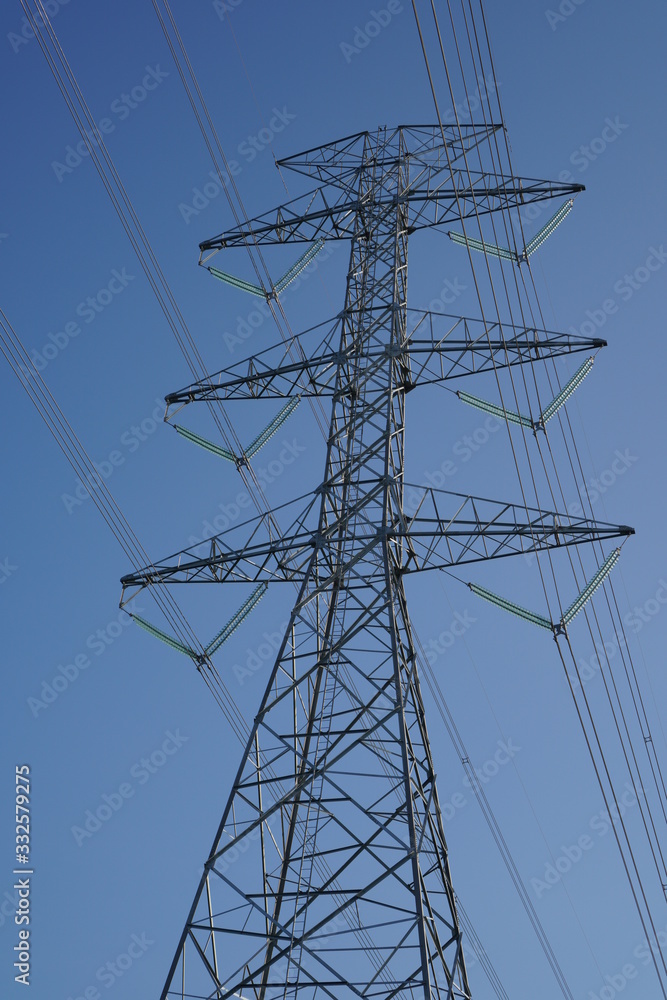 power transmission tower on background of blue sky power transmission tower on background of blue sky