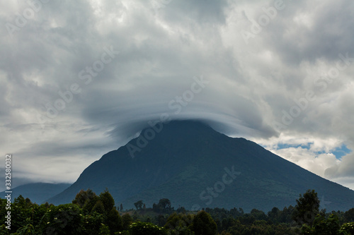 Cloudy volcano in eastern Congo