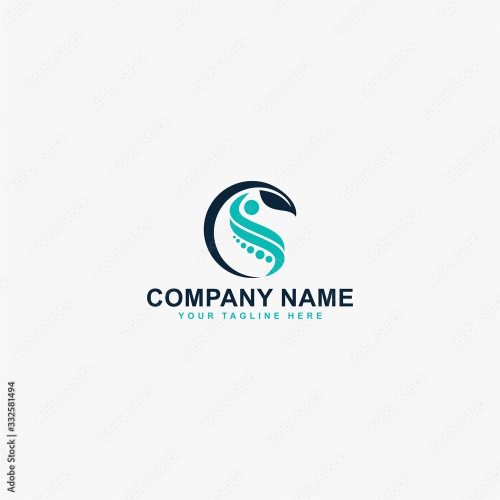 Obraz premium Pain relief logo design vector. Abstract letter CS illustration symbol. Circle and leaf vector icons.