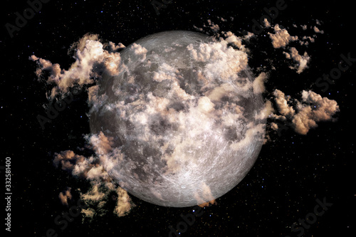 Moon visible through the clouds. Elements of this image furnished by NASA.