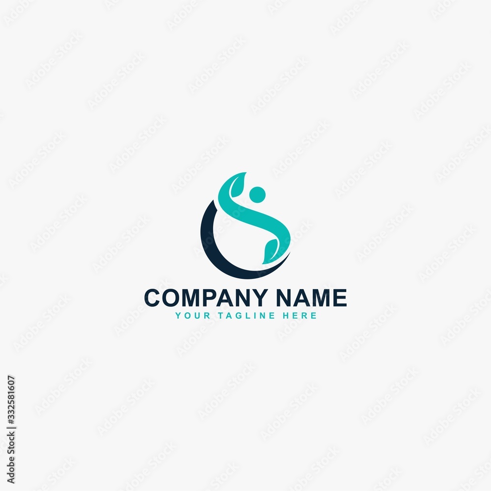 Pain relief logo design vector. Abstract letter CS illustration symbol. Circle and leaf vector icons. Pain relief logo design vector. Abstract letter CS illustration symbol. Circle and leaf vector icons.