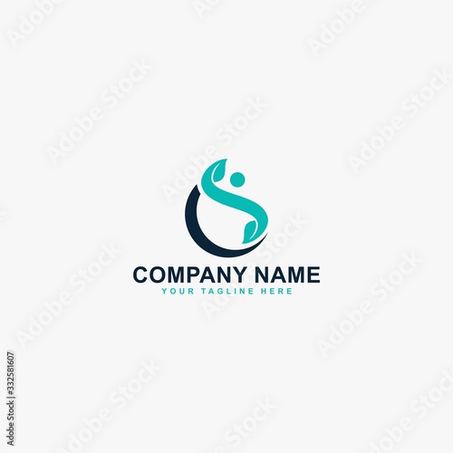 Pain relief logo design vector. Abstract letter CS illustration symbol. Circle and leaf vector icons.