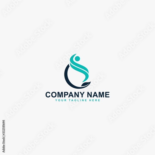 Pain relief logo design vector. Abstract letter CS illustration symbol. Circle and leaf vector icons.