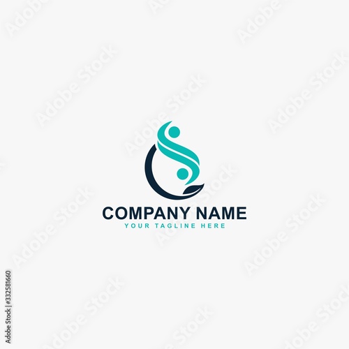 Pain relief logo design vector. Abstract letter CS illustration symbol. Circle and leaf vector icons.