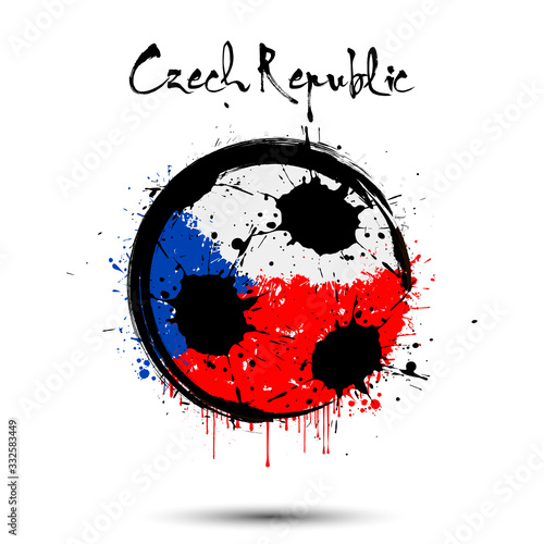 Soccer ball in the colors of the Czech Republic flag