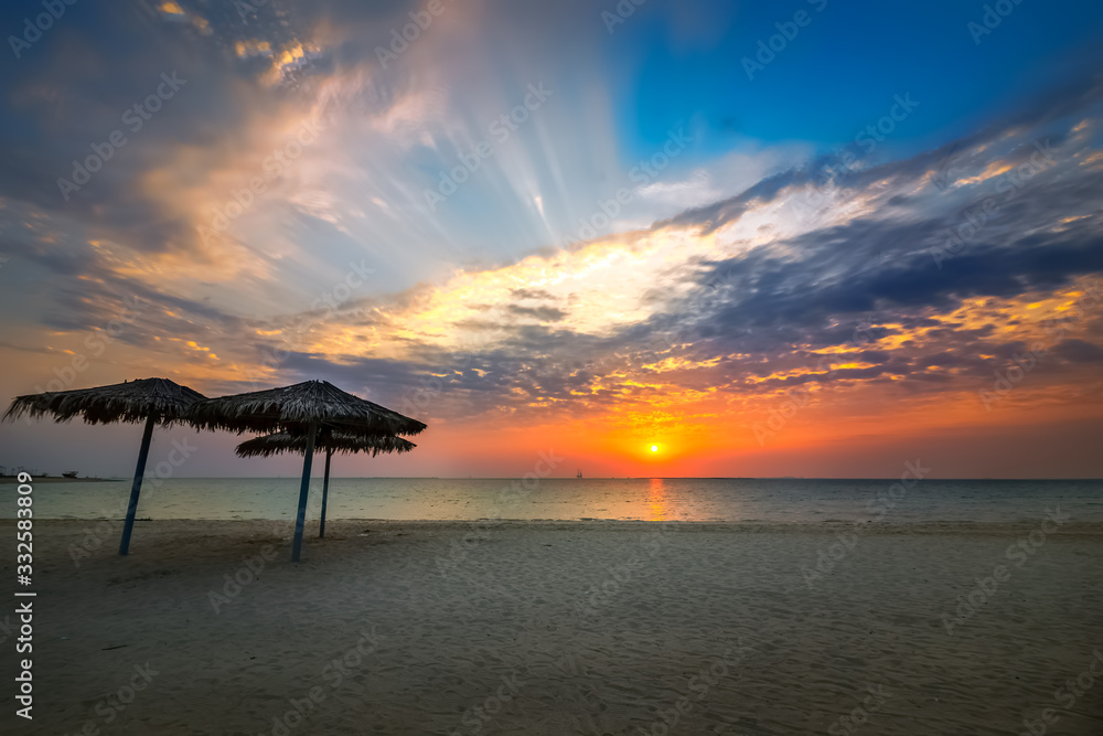 Morning view of Fanateer Beach -Al Jubail Saudi Arabia.
