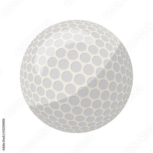 Isolated professional spherical white golf ball
