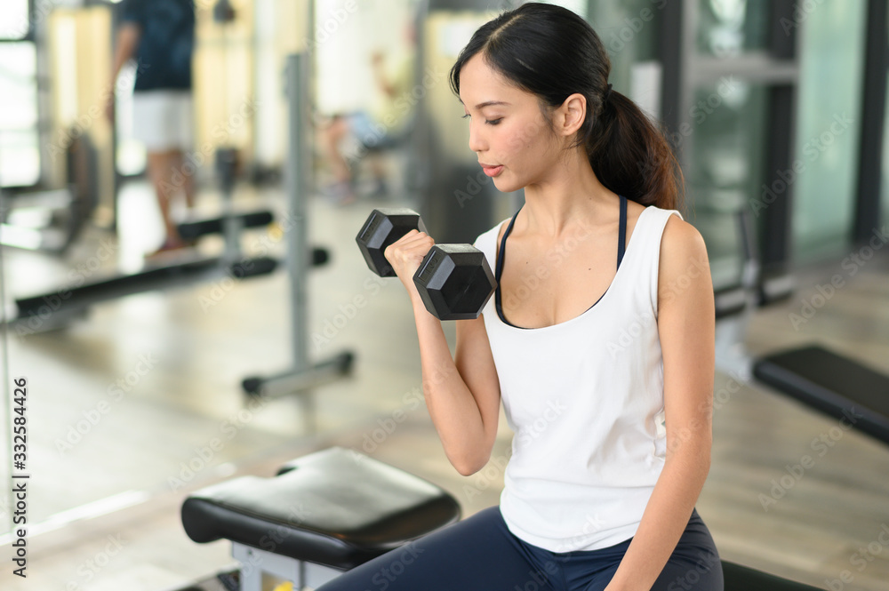 Fototapeta premium young woman workout in the gym