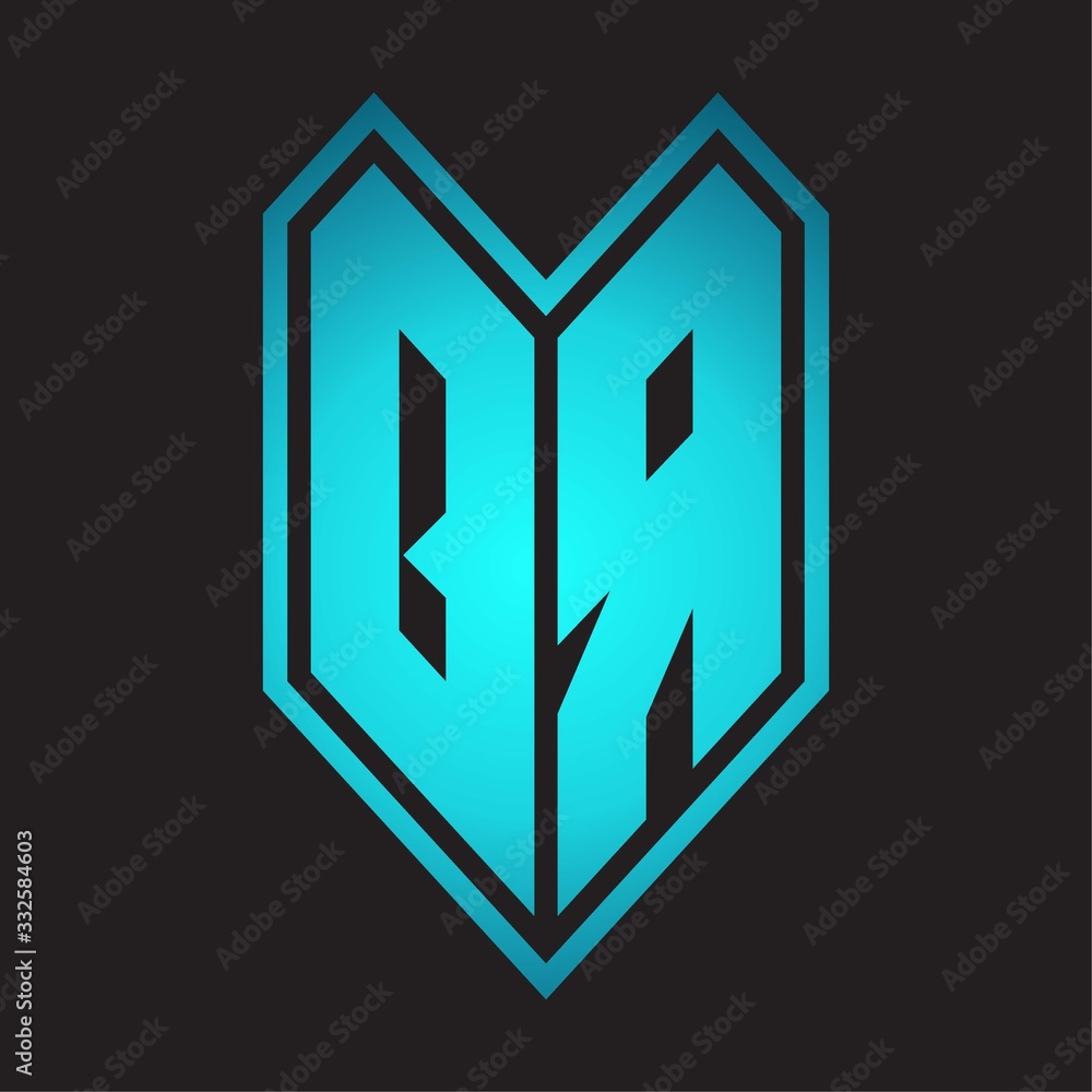 QR Logo monogram with emblem line style isolated on blue gradient colors QR Logo monogram with emblem line style isolated on blue gradient colors