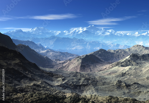 3D Rendered Fantasy Mountain Landscape  - 3D Illustration © diversepixel