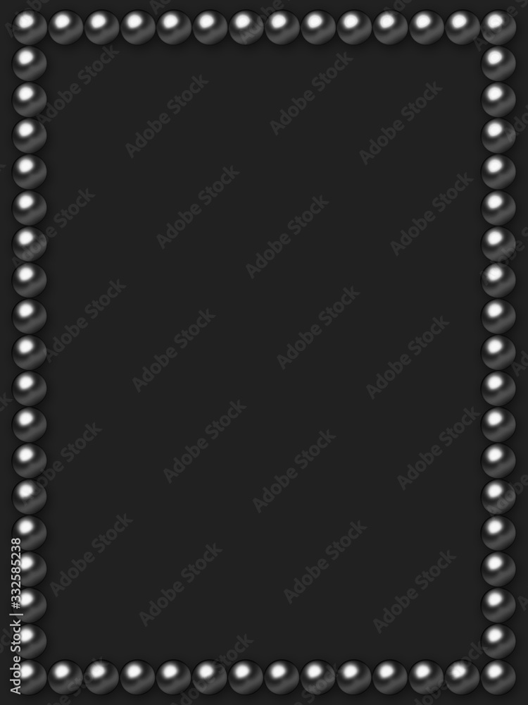 Black pearl frame on black background