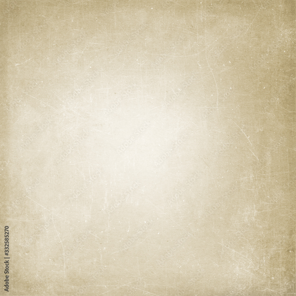 Fototapeta premium Beige texture of old paper, grunge, vintage, retro, empty, dust, scratches, light, space for text