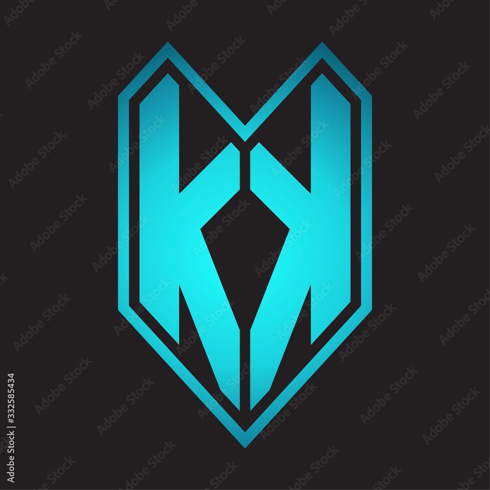 KK Logo monogram with emblem line style isolated on blue gradient colors KK Logo monogram with emblem line style isolated on blue gradient colors