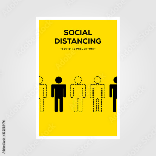 social distancing sign line art vector poster illustration design