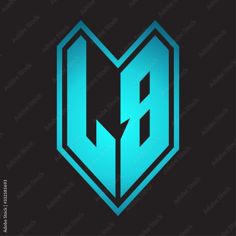 LB Logo monogram with emblem line style isolated on blue gradient colors LB Logo monogram with emblem line style isolated on blue gradient colors