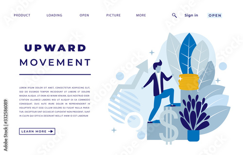 Career growth, a young man moving toward his goal, a winner in life. Honored Award, Work Award.