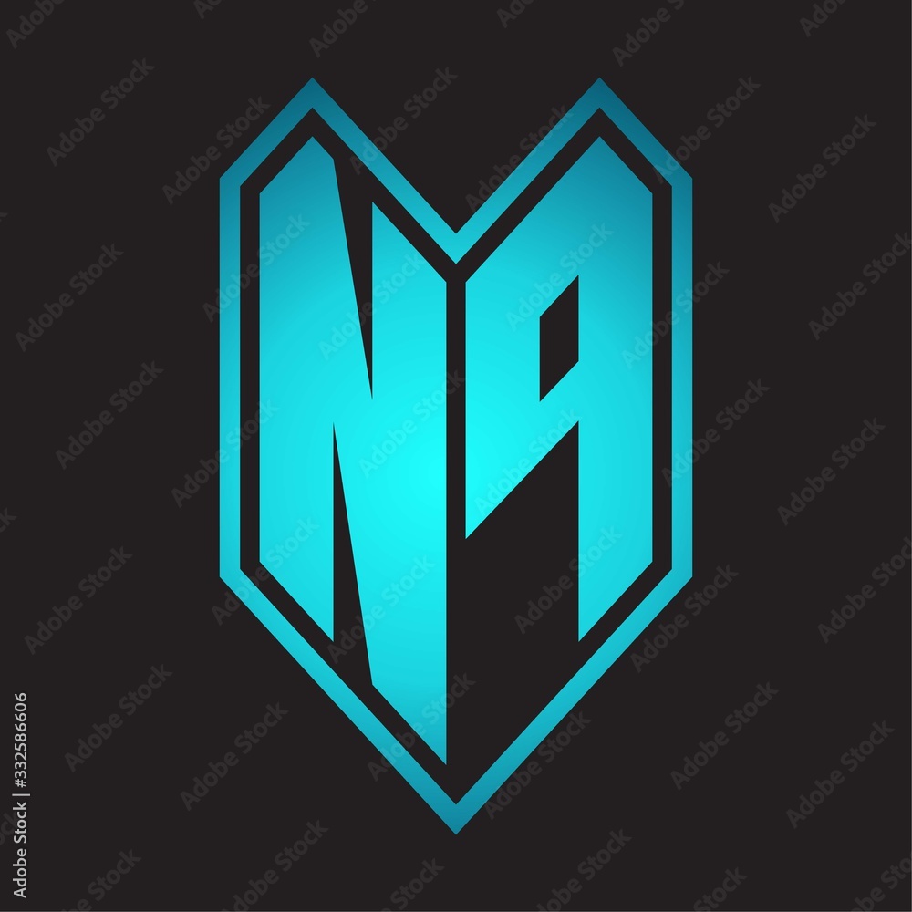 NP Logo monogram with emblem line style isolated on blue gradient colors NP Logo monogram with emblem line style isolated on blue gradient colors