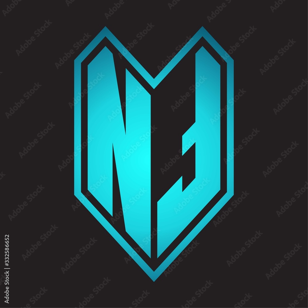 NT Logo monogram with emblem line style isolated on blue gradient colors NT Logo monogram with emblem line style isolated on blue gradient colors