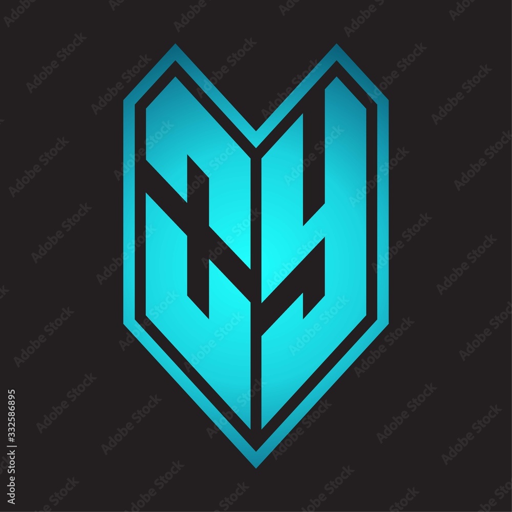 OY Logo monogram with emblem line style isolated on blue gradient colors OY Logo monogram with emblem line style isolated on blue gradient colors