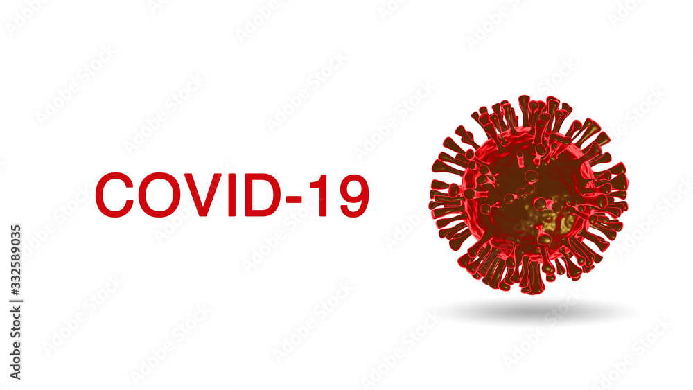 Covid-19, coronavirus, 3D virus render on background.