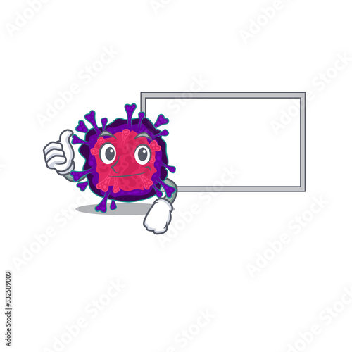 cute nyctacovirus cartoon character Thumbs up bring a white board photo