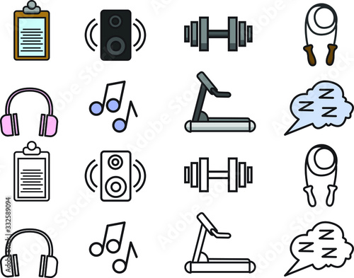 healty lifestyle colorful icons set vector