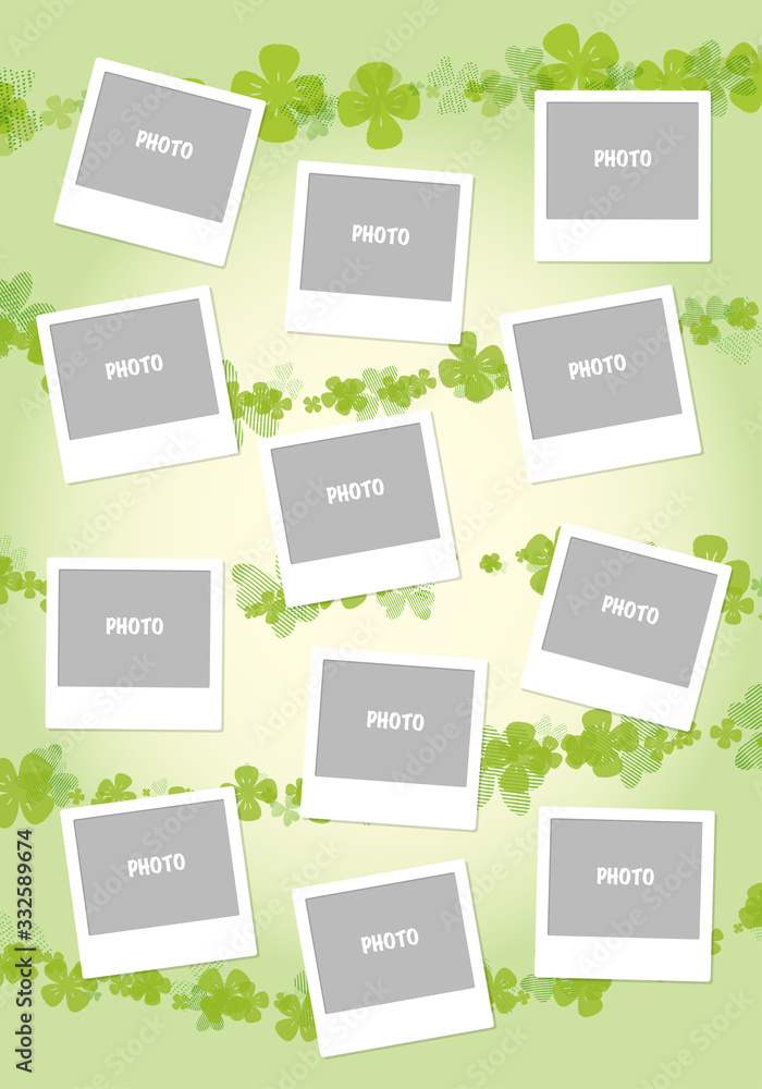 アルバムのテンプレート インスタントカメラ風 クローバー背景 Vector De Stock Adobe Stock
