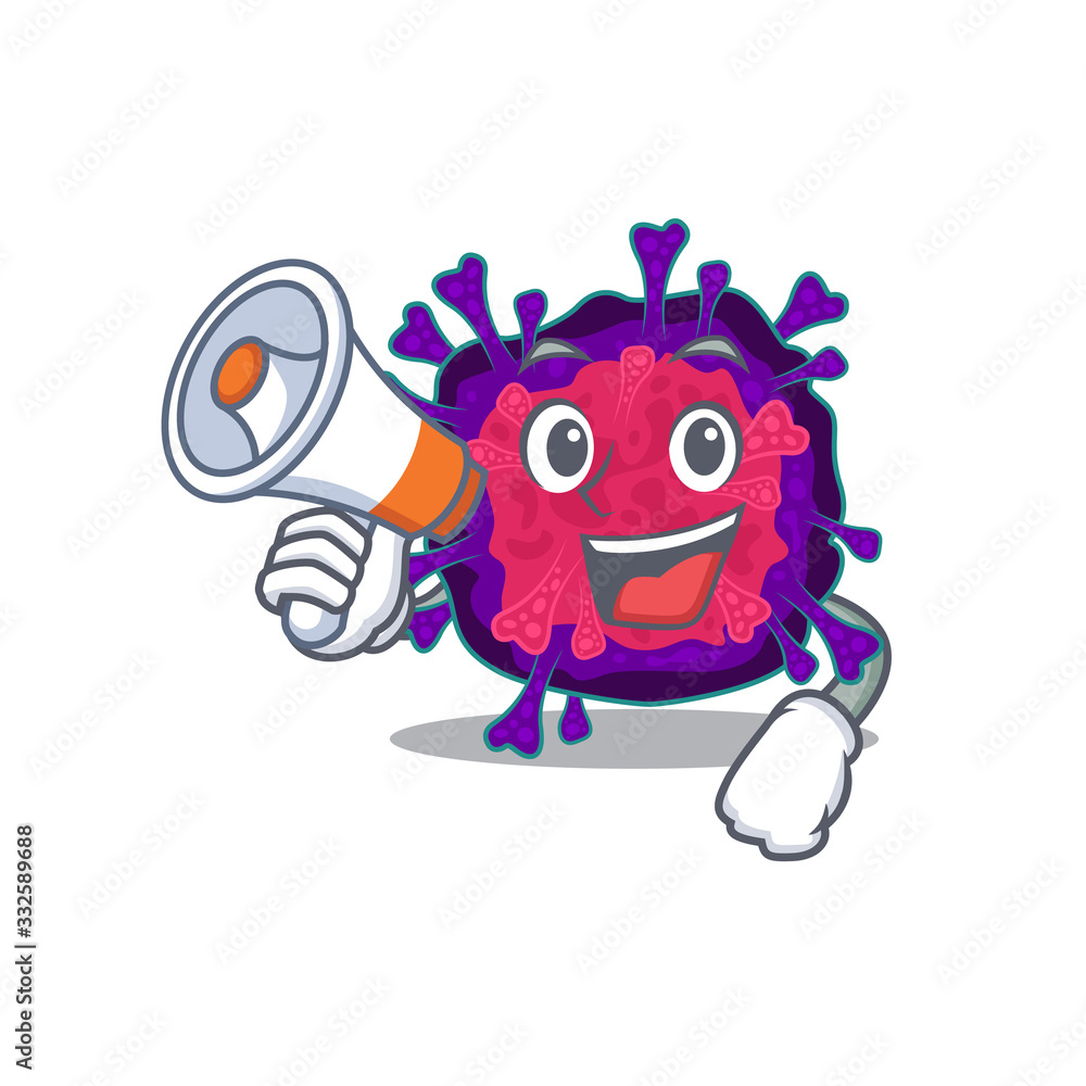 An icon of nyctacovirus holding a megaphone