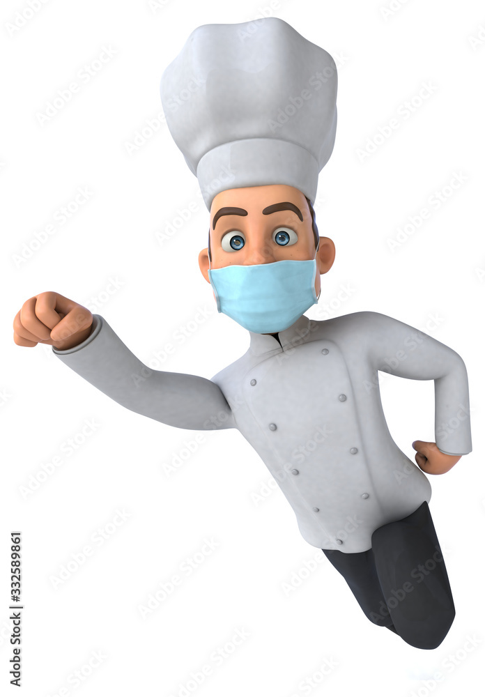 3D illustration of a cartoon character with a mask 3D illustration of a cartoon character with a mask