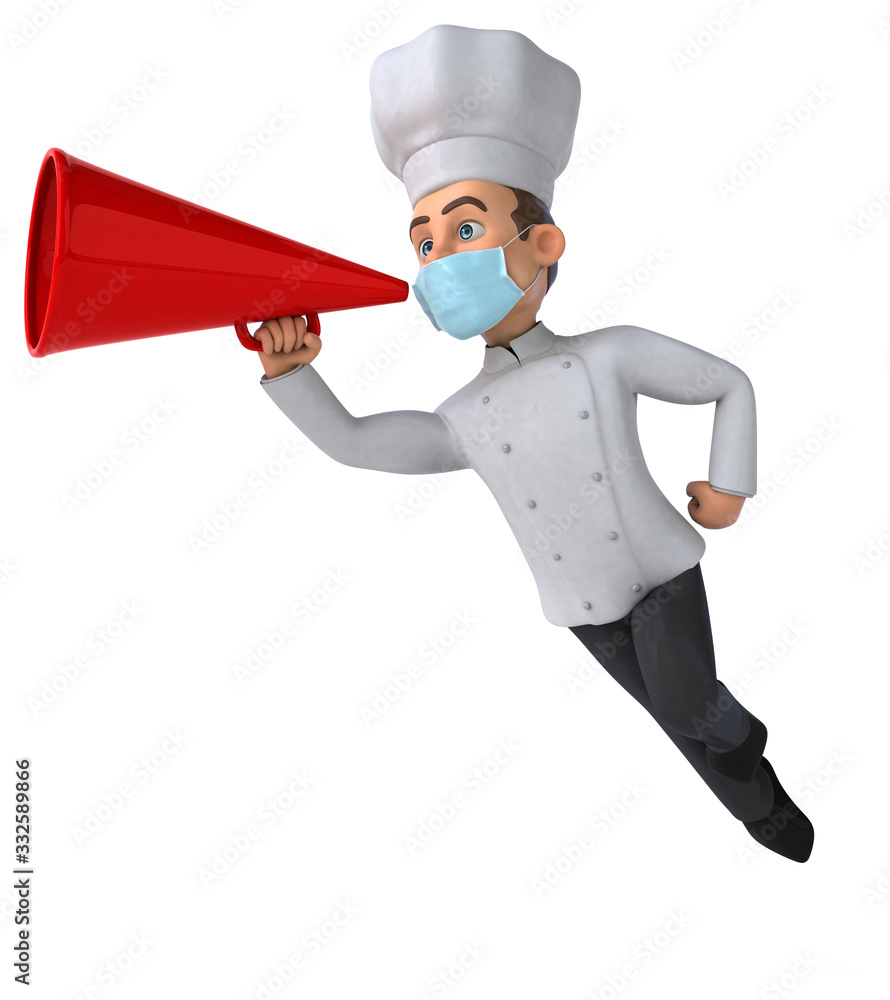 3D illustration of a cartoon character with a mask 3D illustration of a cartoon character with a mask
