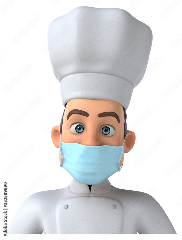 3D illustration of a cartoon character with a mask 3D illustration of a cartoon character with a mask