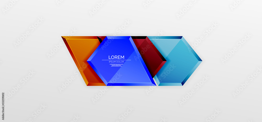 Metal glossy shiny geometric shapes with 3d effect composition. Techno futuristic vector abstract background For Wallpaper, Banner, Background, Card, Book Illustration, landing page