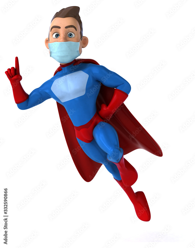 3D illustration of a cartoon character with a mask 3D illustration of a cartoon character with a mask