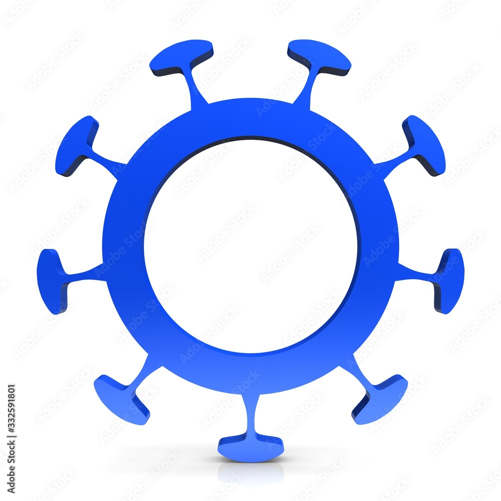 Covid-19 sign Coronavirus symbol blue 3d icon Covid-19 sign Coronavirus symbol blue 3d icon