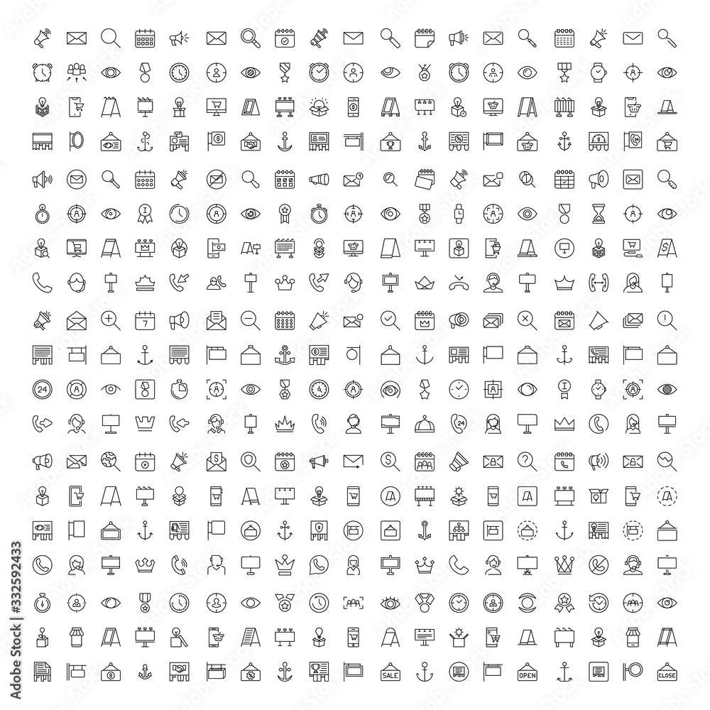 Marketing line icon set. Marketing line icon set.