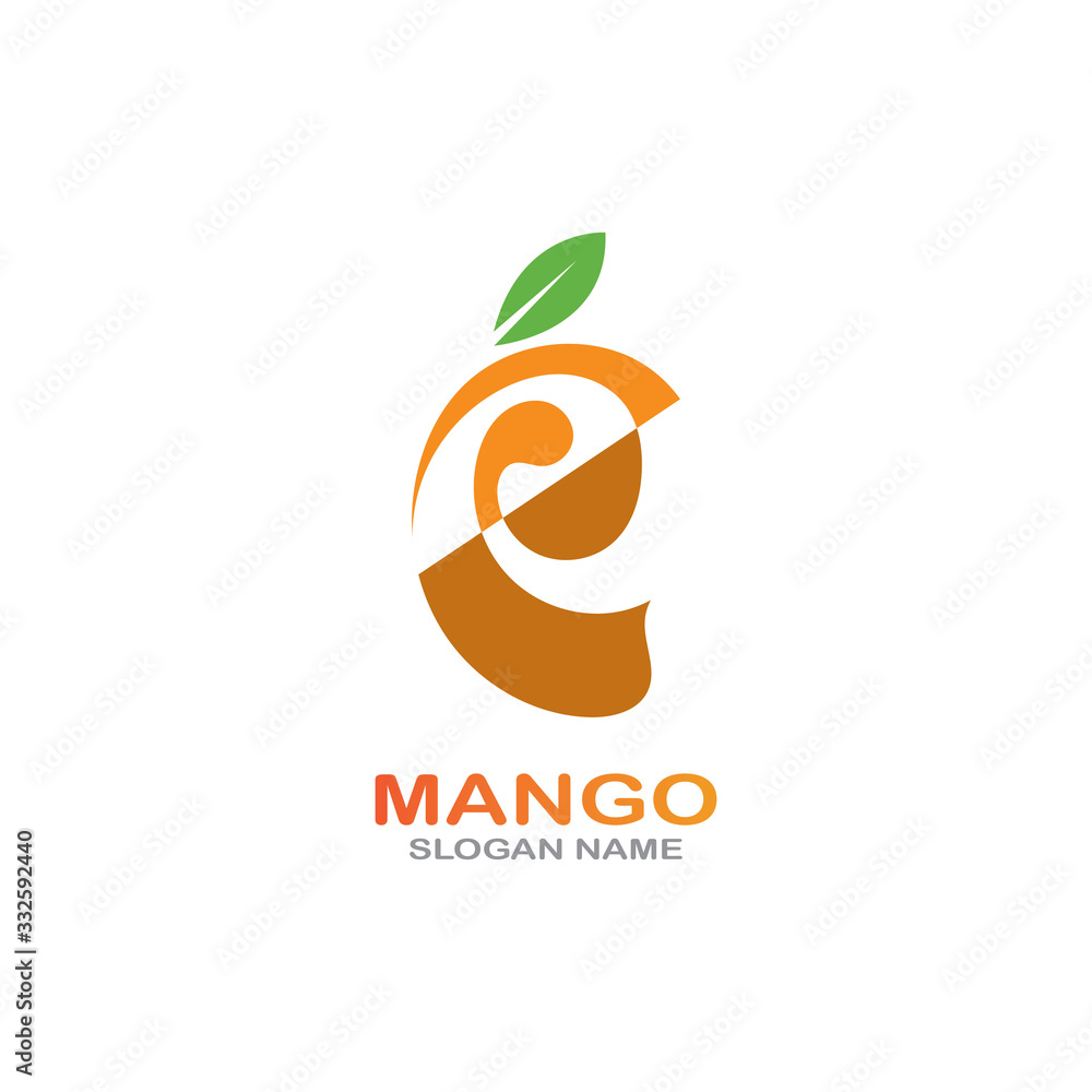 Mango Fruit in flat style. innovation vector logo design Mango Fruit in flat style. innovation vector logo design