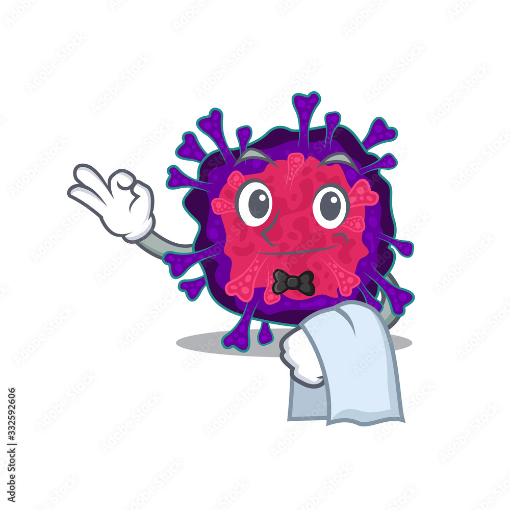 A design of nyctacovirus cartoon character working as waiter A design of nyctacovirus cartoon character working as waiter