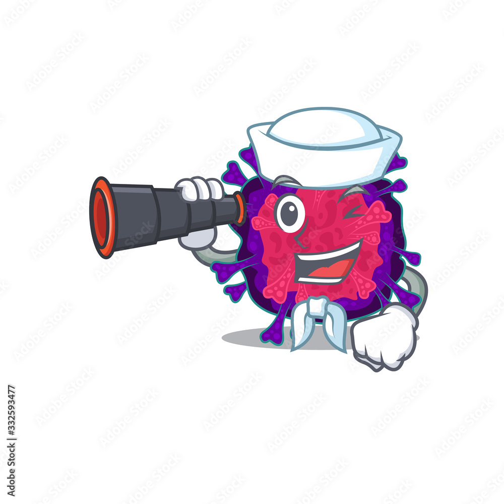 Fototapeta premium Nyctacovirus in Sailor cartoon character design with binocular