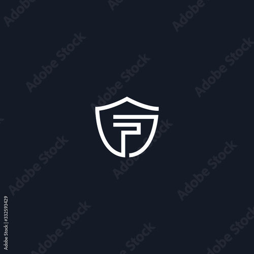 Abstract vector graphic illustration of two capital letters G and F in the form of a shield